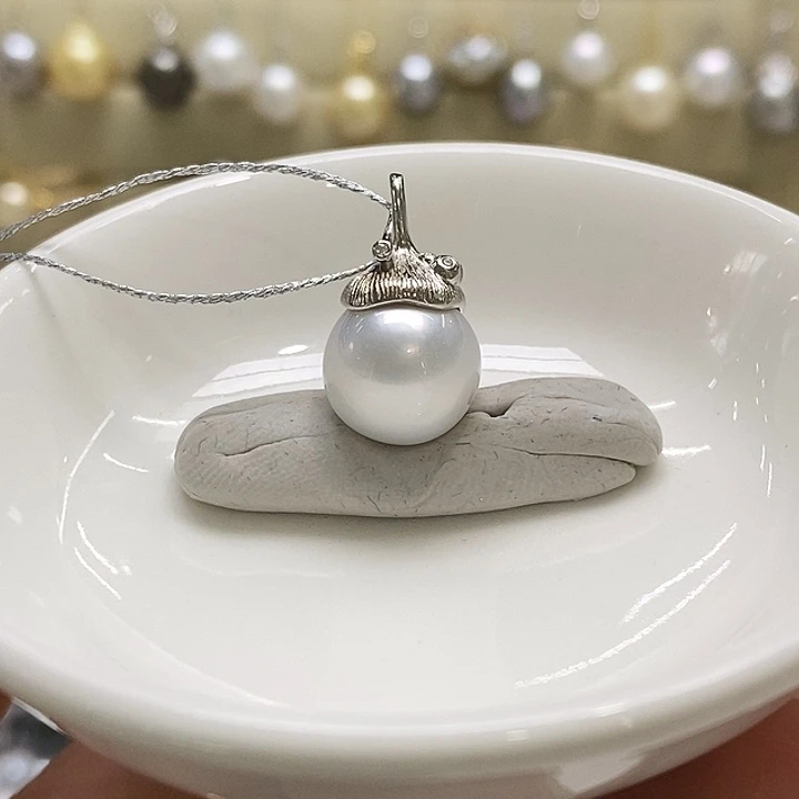 海水珍珠银S925镶嵌吊坠(不含链)澳白11-12mm