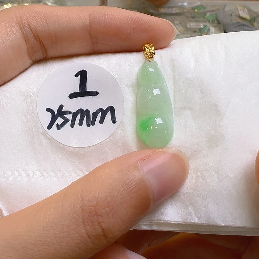 翡翠18K金镶嵌吊坠(不含链)翡翠