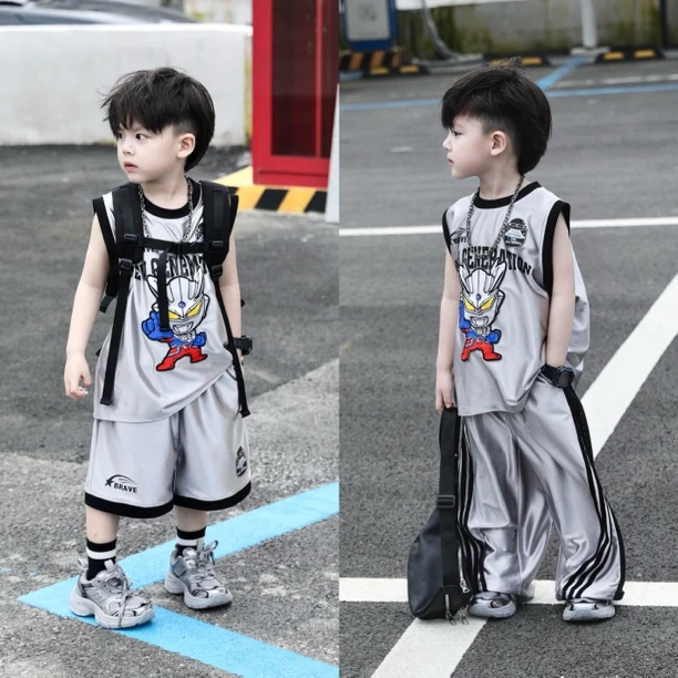【现货】Jimmy妈童装 会发光的凹凸曼夏季薄款速干篮球运动背心套装