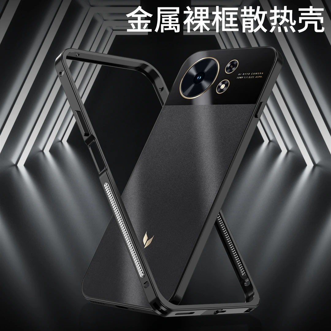 适用麦芒40防摔手机壳金属边框散热海马扣简约潮款硬壳保护套时尚