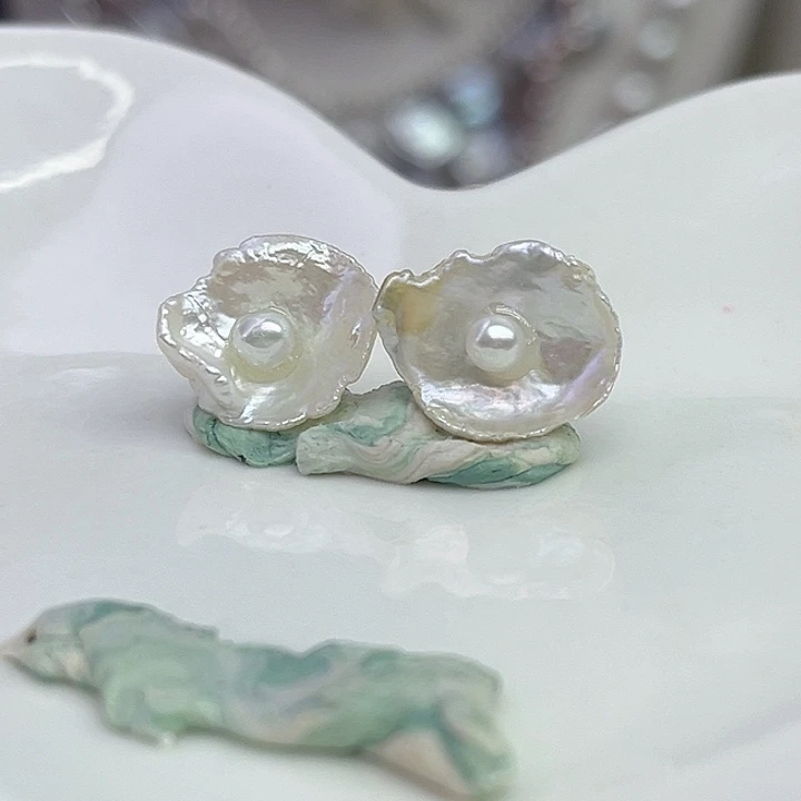 淡水珍珠耳饰银S925镶嵌