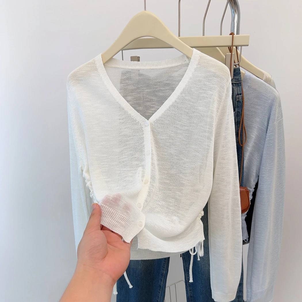 防晒衫开衫女冰丝针织衫披肩夏季薄款外搭上衣罩衫配吊带裙的外套