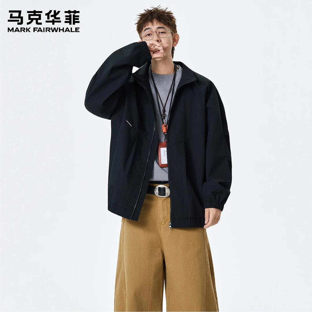 马克华菲秋冬季男士休闲立领夹克外套潮牌美秋季男士美式立领夹克