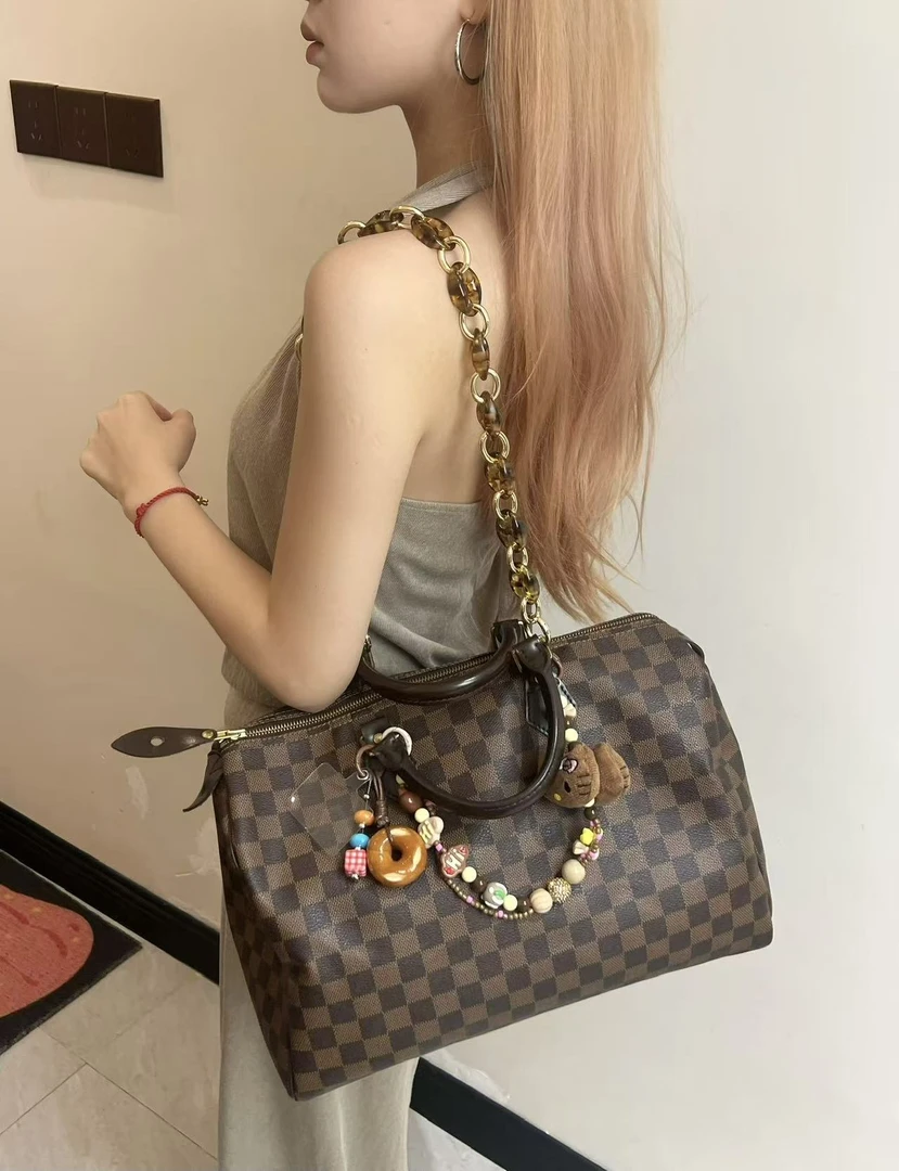 95新 LouisVuitton/路易威登 棕棋盘格手提款speedy35