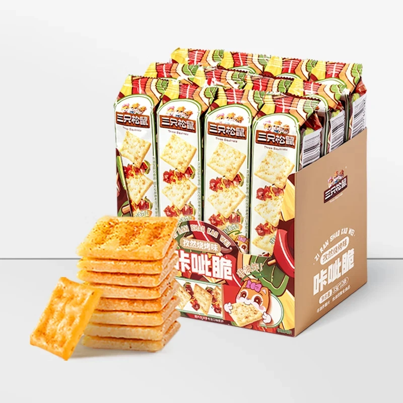 三只松鼠咔呲脆烧烤味35g非油炸嘎吱脆薯片饼干解馋小吃零食品