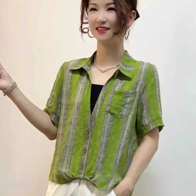 假两件短袖衬衫女2025夏季新款洋气显瘦遮肉百搭印花衬衣小衫上衣