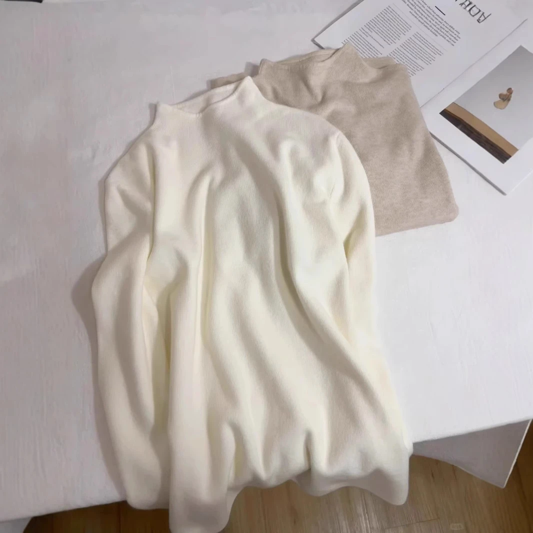 小立领奶fufu软糯针织长袖打底衫女冬季毛衣秋装上衣内搭韩版风