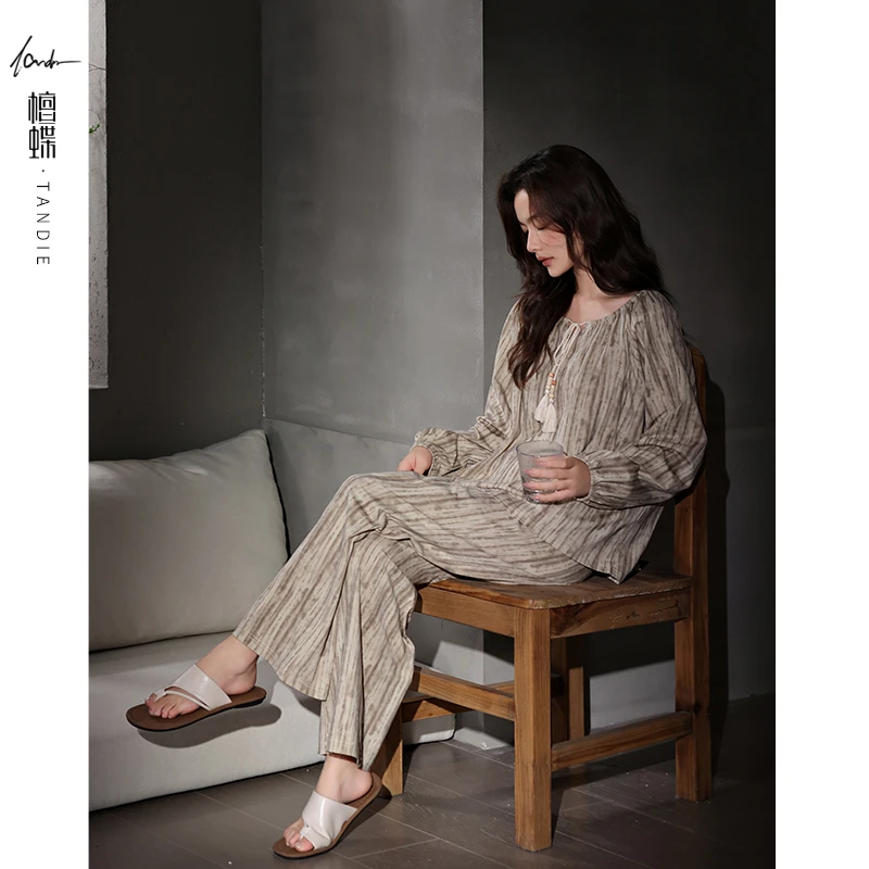 凉感纯棉春秋季女士睡衣家居服2025新款春季舒适感可外穿两件套装