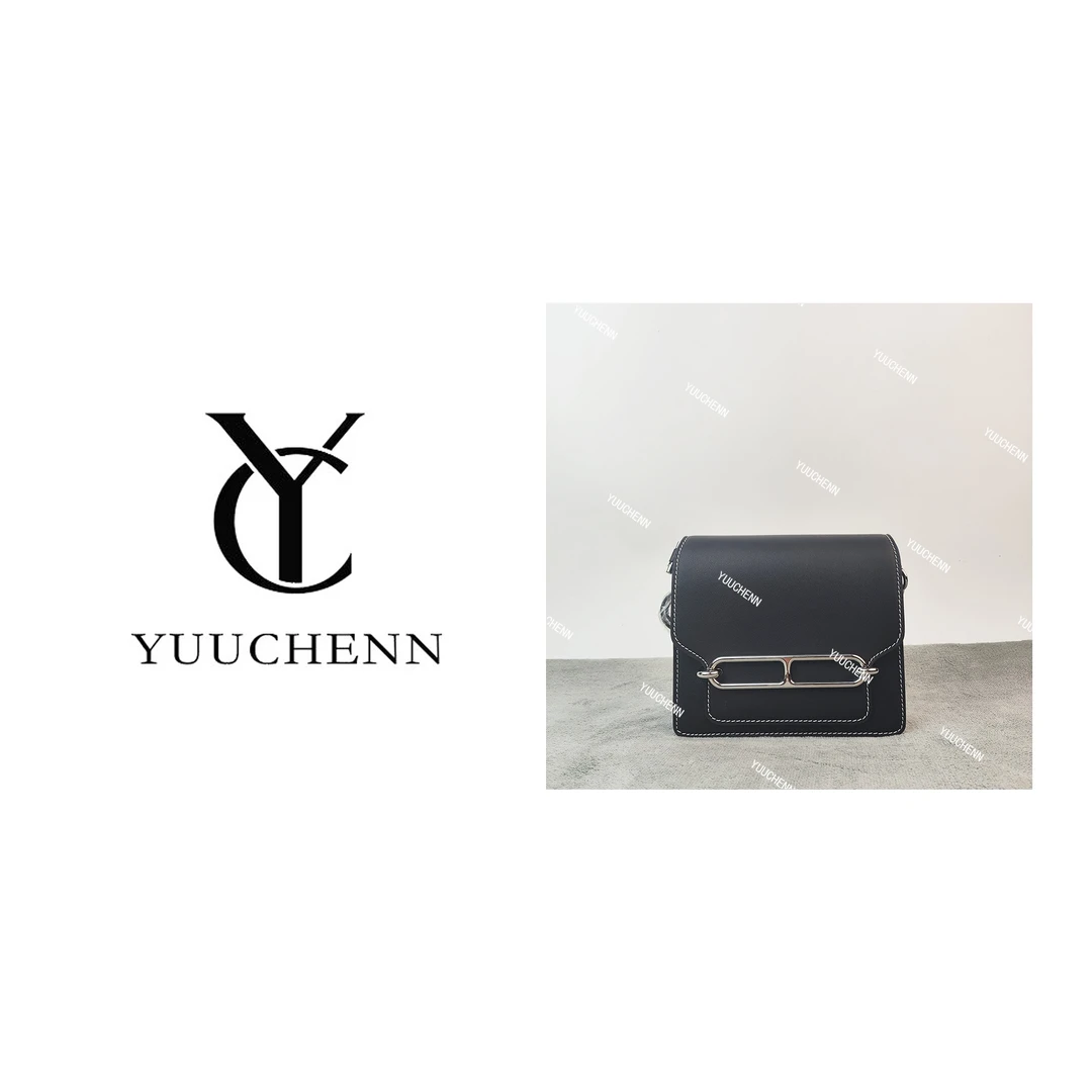YUUCHENN/【猪鼻子】进口牛皮18cm黑色拼电光蓝 HH6019