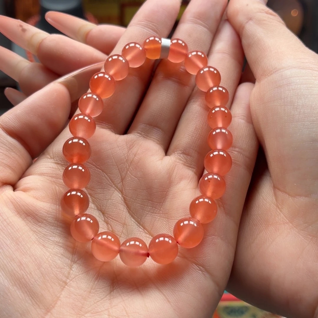 南红玛瑙未镶嵌手串原矿保山南红杨柳冰粉手串卡8+