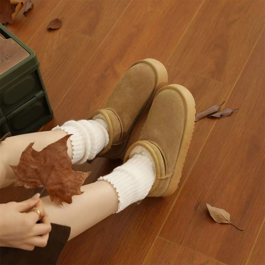 冬季懒人加绒加厚雪地靴 棉鞋厚底包头一脚蹬女款