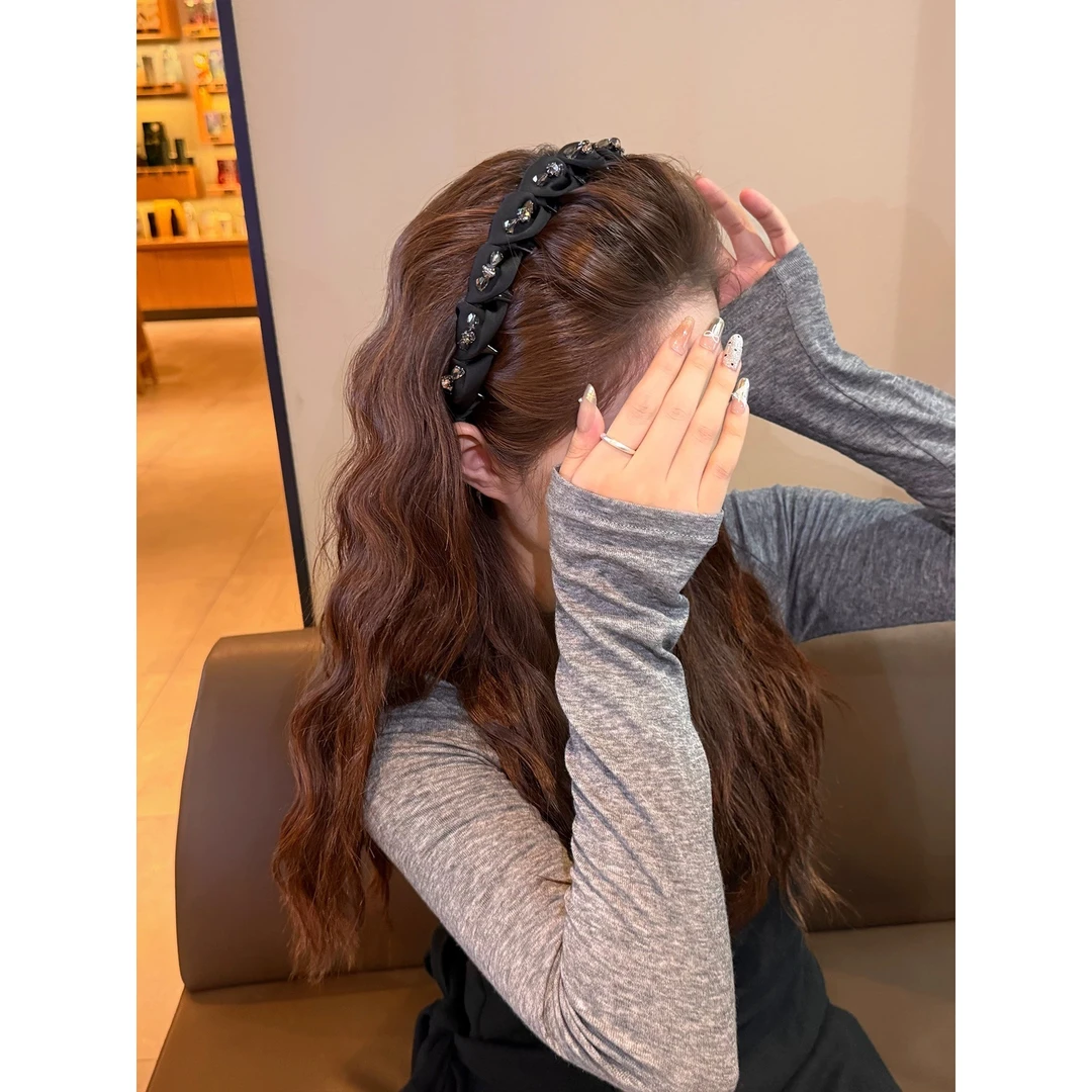 高级感镶钻缠绕防滑带齿头箍女新款气质压发洗脸发卡头饰发箍3919