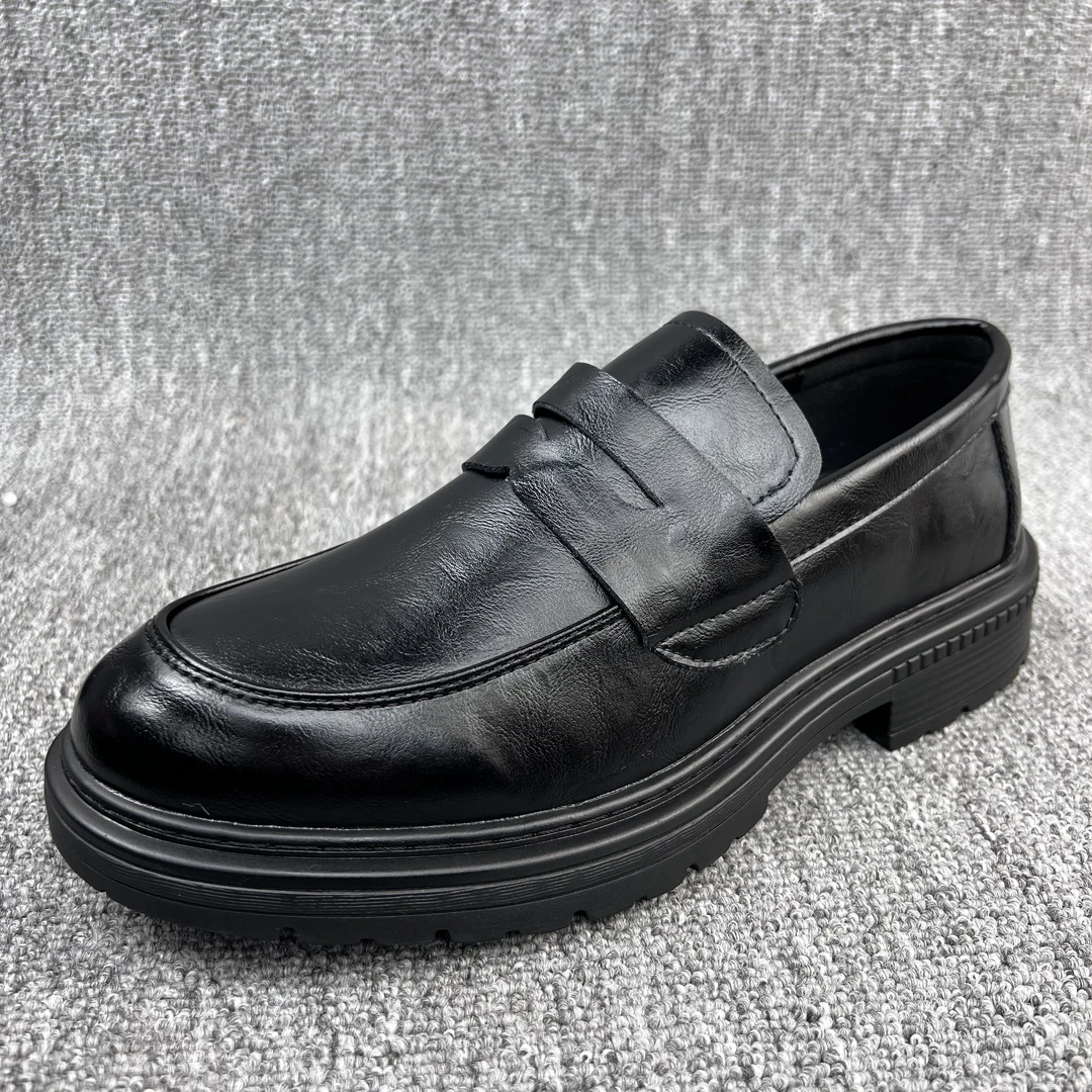 0329秋季新款男士休闲皮鞋时尚套脚真皮男鞋一脚蹬懒人鞋皮鞋子男