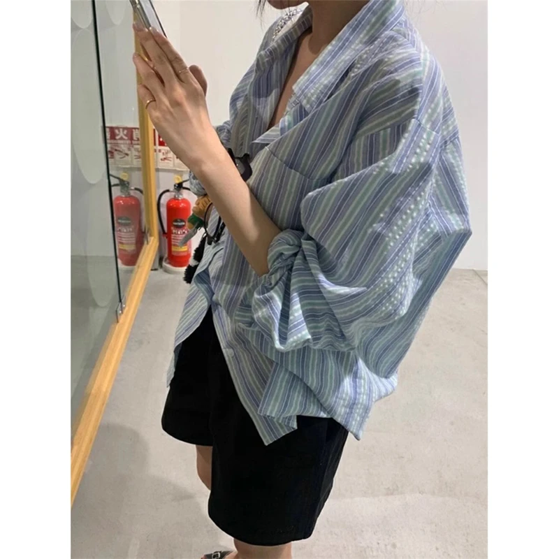 港风穿搭条纹轻熟法式小众衬衫女2025新款高级感叠穿上衣宽松衬衣