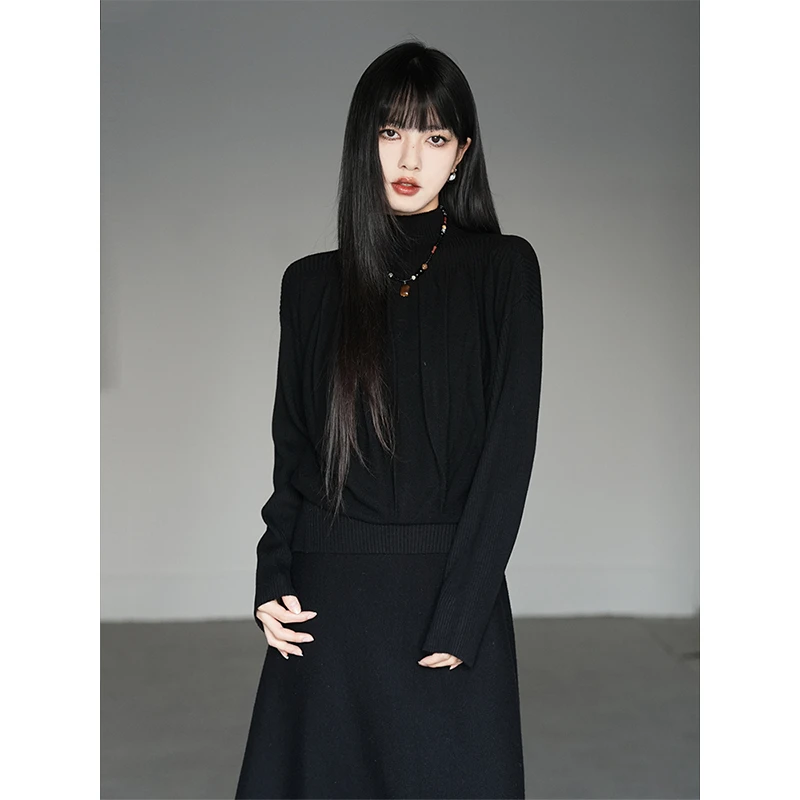 呆毛【12.19号/10.30新品】秋冬小众设计感前后两穿打底毛衣DMJ4913