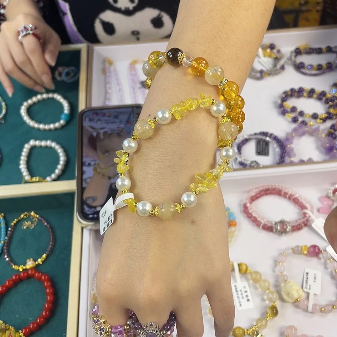 水晶手链银S925镀金镶嵌