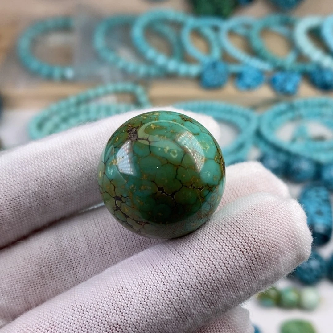 绿松石珠宝半成品未镶嵌特色三彩圆珠直径24