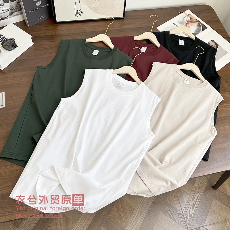 （衣兮纯色简约背心）新款圆领无袖运动纯色无袖T恤背心G