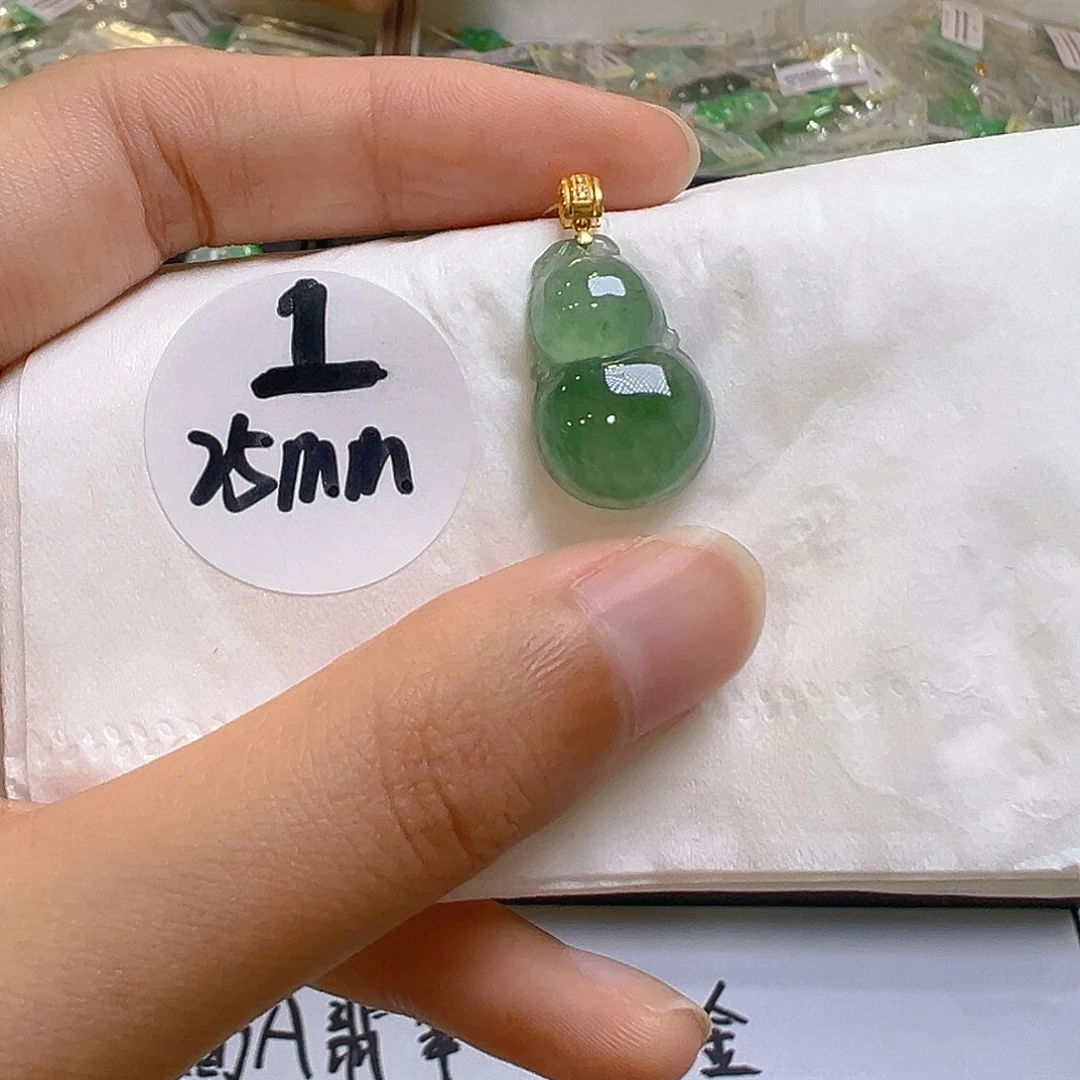 翡翠18K金镶嵌吊坠(不含链)翡翠