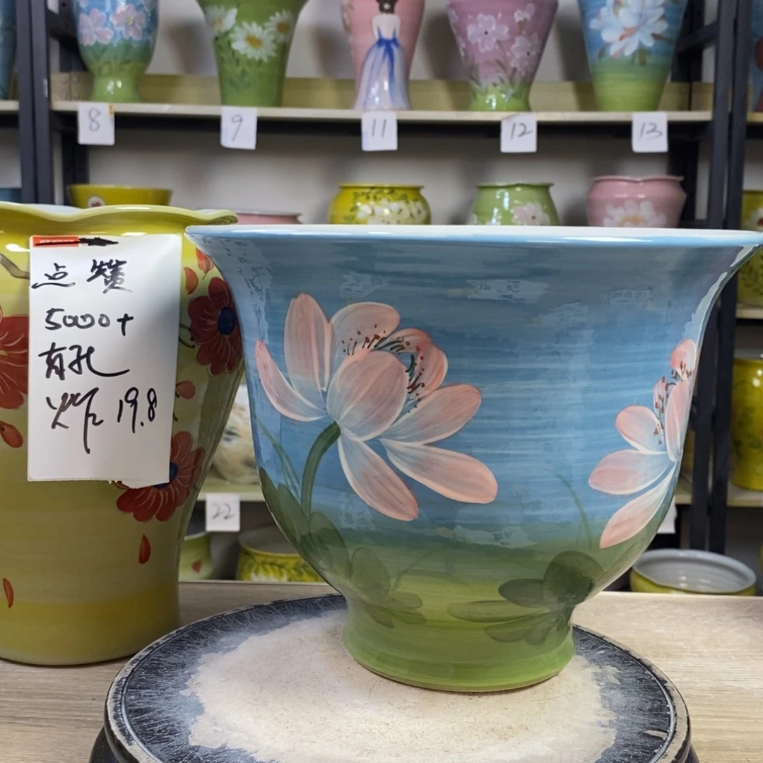 景德镇手工手绘陶瓷花盆