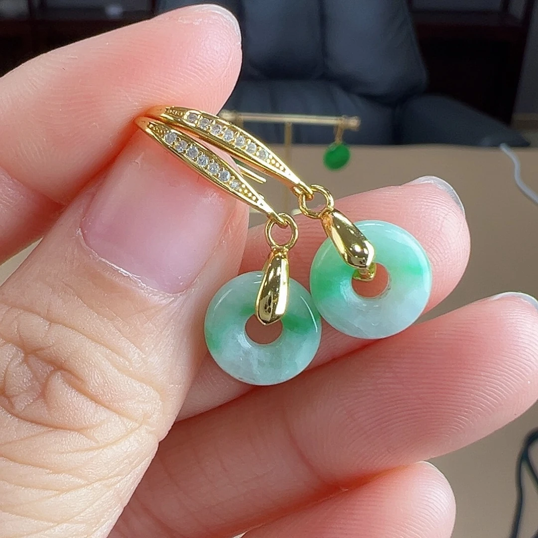 翡翠银S925镶嵌耳饰耳饰64