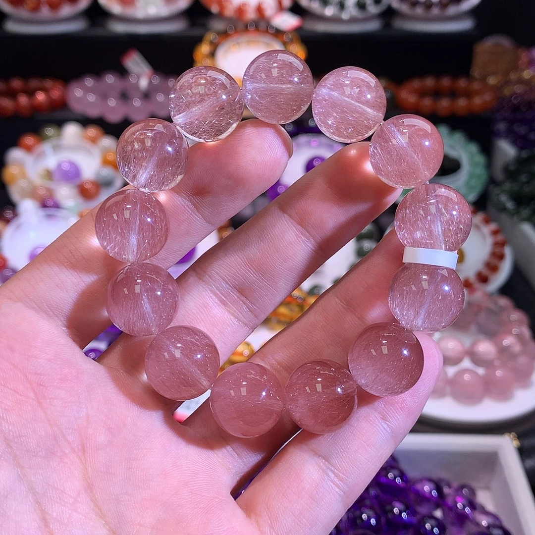 未镶嵌水晶手链豆沙粉色钢丝兔14.5+