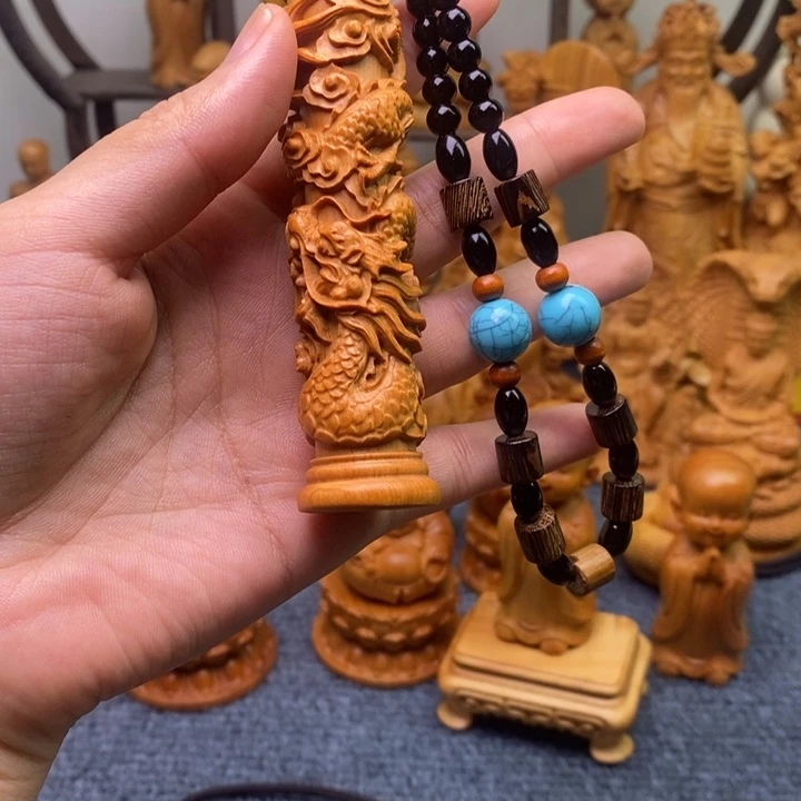 柏木（崖柏）把件龙柱10公分