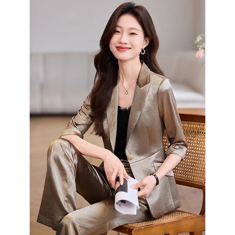 8513醋酸西装套装女春秋薄款夏新款高级感西服外套气质职业工作服