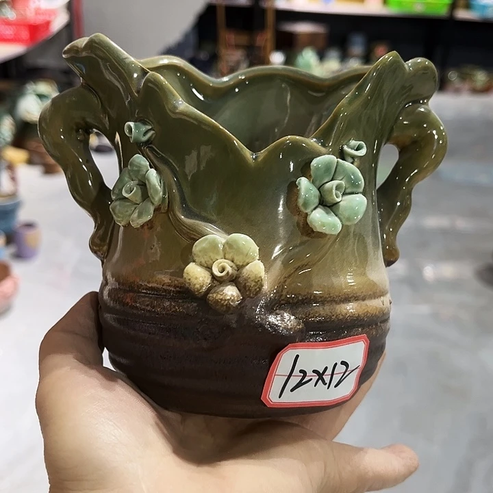瓷片花盆多肉植物艺术品