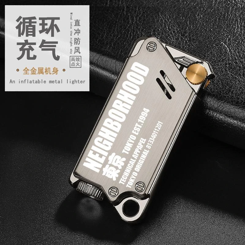 金属机械高档直冲个性充气打火机耐用防风创意潮牌薄款复古高颜值
