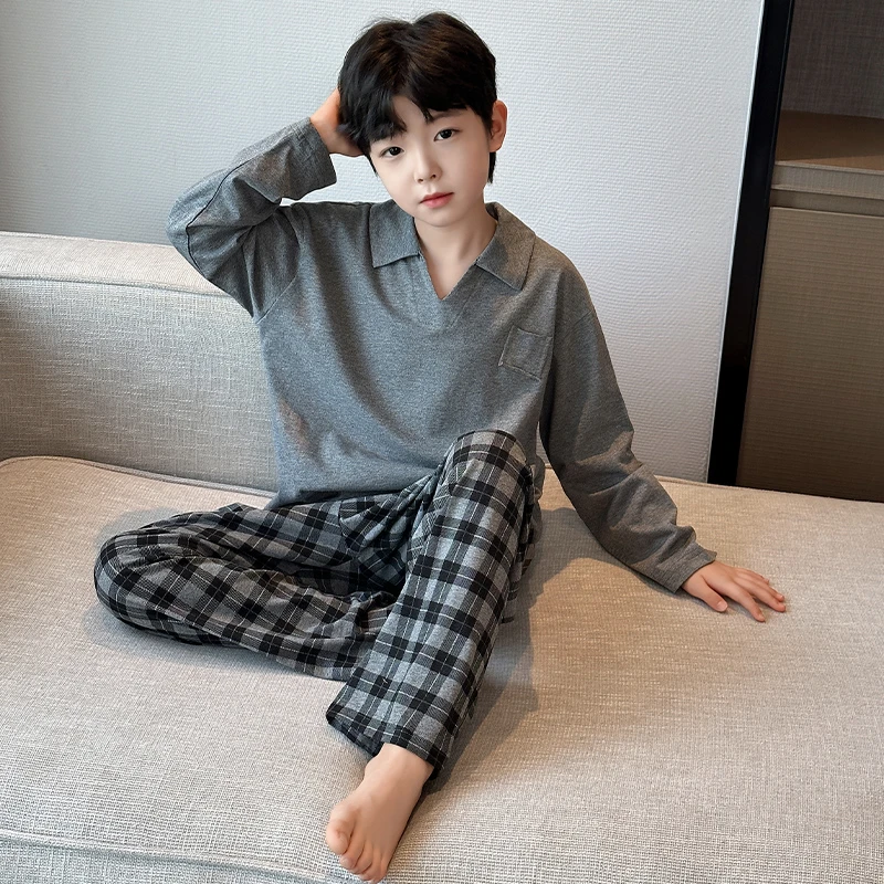 男童秋季睡衣2025新款中大童春秋男孩秋装长袖纯棉家居服儿童套装