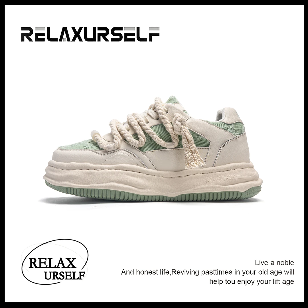 RELAXURSELF网红百搭潮鞋男透气运动休闲鞋潮流情侣鞋增高溶解鞋