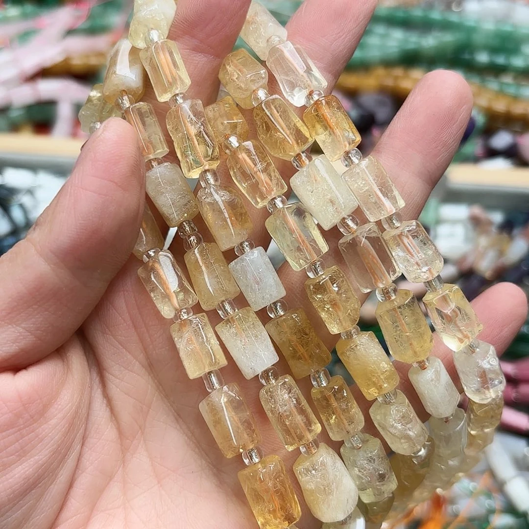 玛瑙/玉髓未镶嵌珠宝半成品黄水晶柱子一条