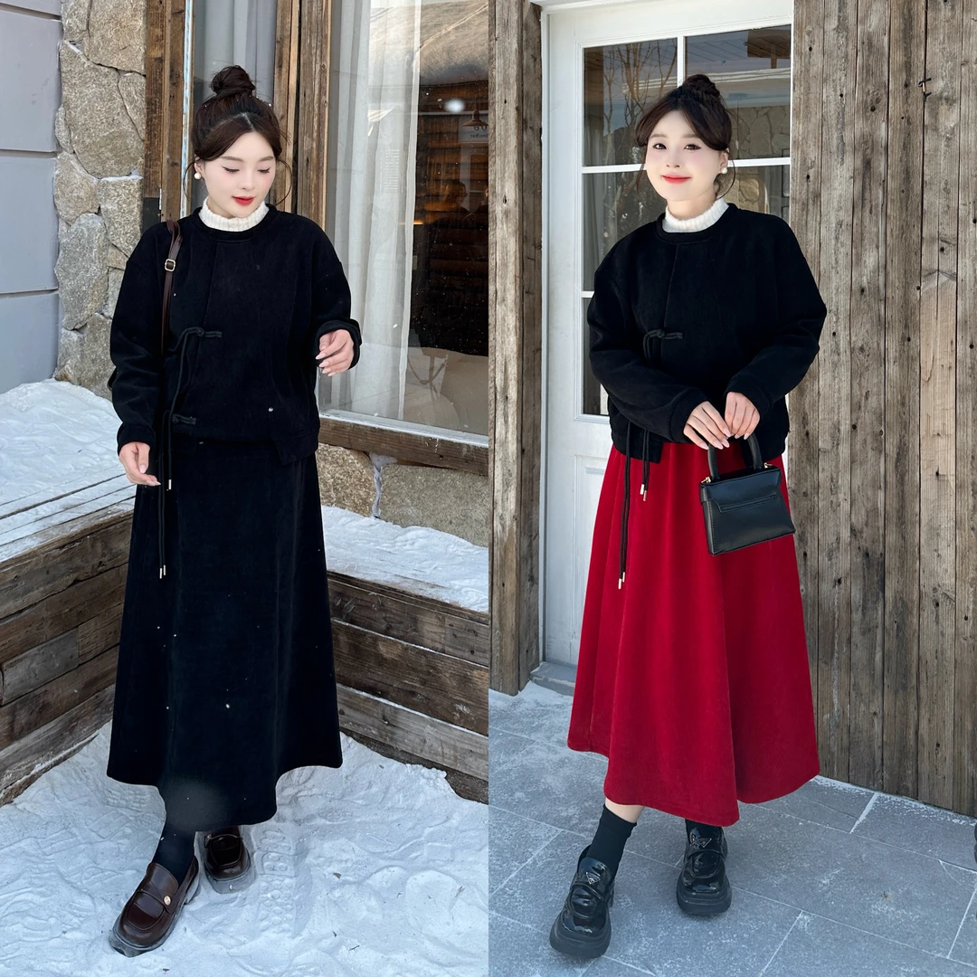 不加绒版-中国红【心心】〈新中式卫衣〉冬季新年氛围感显瘦卫衣套装