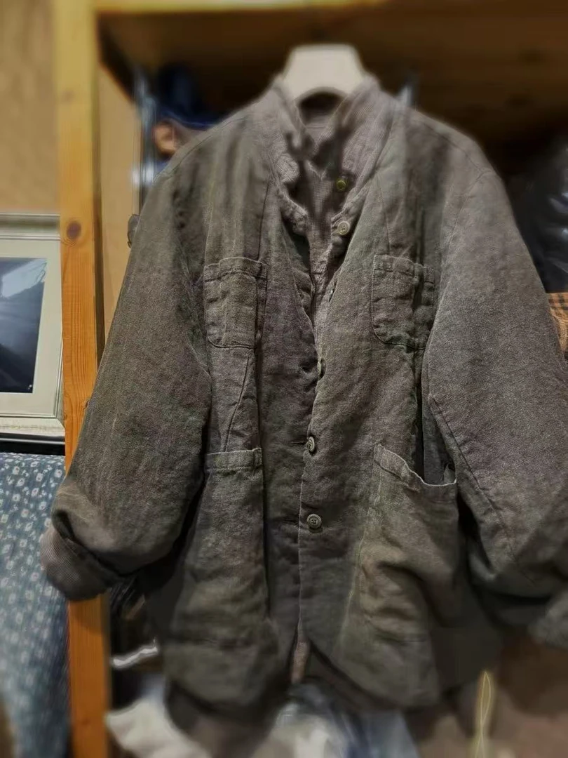 衣路品牌亚麻开衫长64胸围120