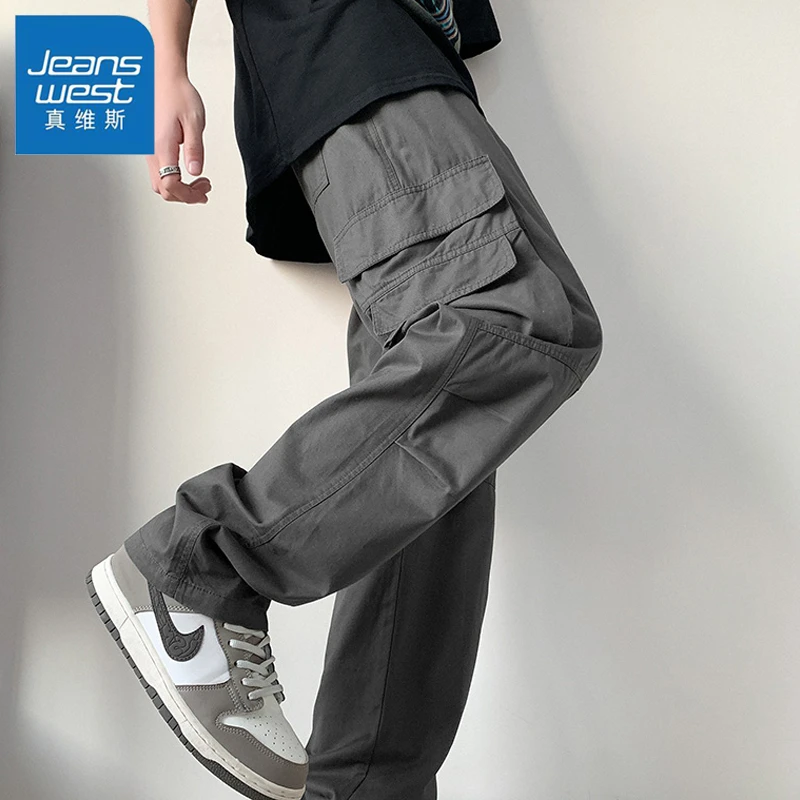 真维斯男士夏季潮流百搭工装裤日系高街九分裤宽松休闲直筒长裤男