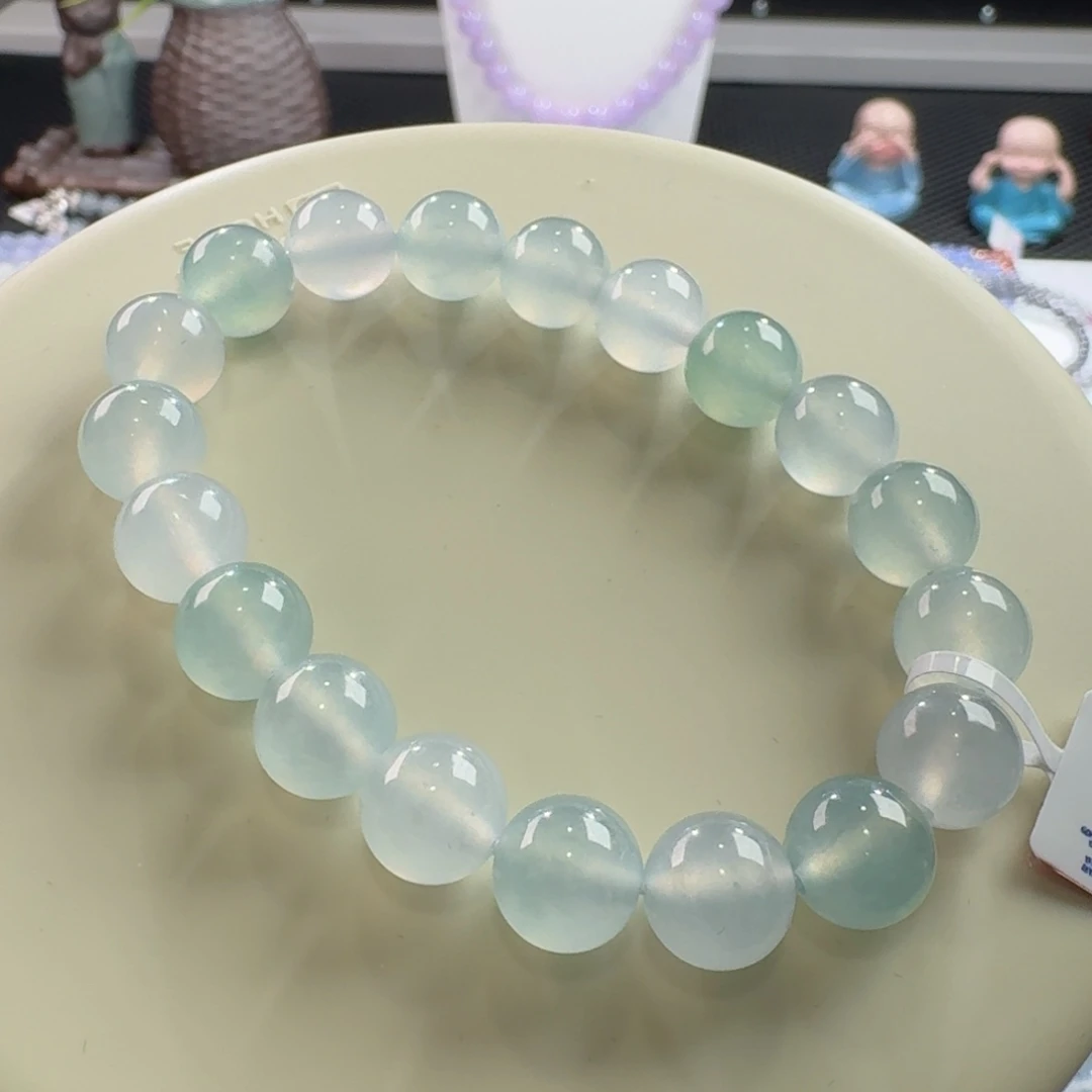 翡翠手链未镶嵌高冰幻彩手串卡10 高货大漏！