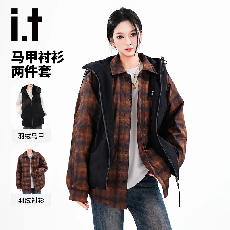 FIVE CM five centimetre羽绒服男女款短款冬衬衫两件套FWZ59330