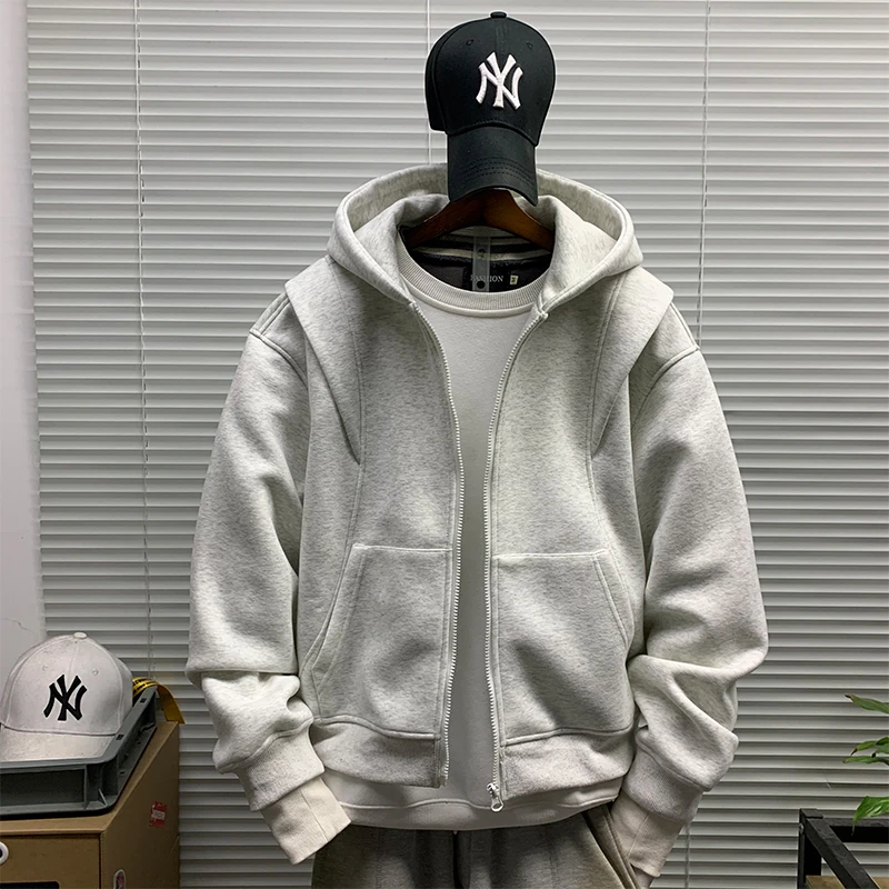 春秋新款连帽开衫卫衣外套男休闲宽松运动青少年潮牌百搭拉链帽衫