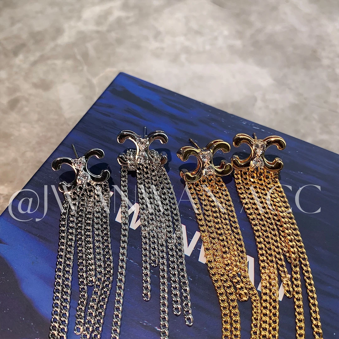 铜合金锆石耳饰 气质全开.凯门长流苏气质耳环