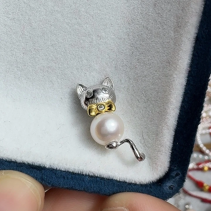 淡水珍珠颈饰银S925镶嵌8mm