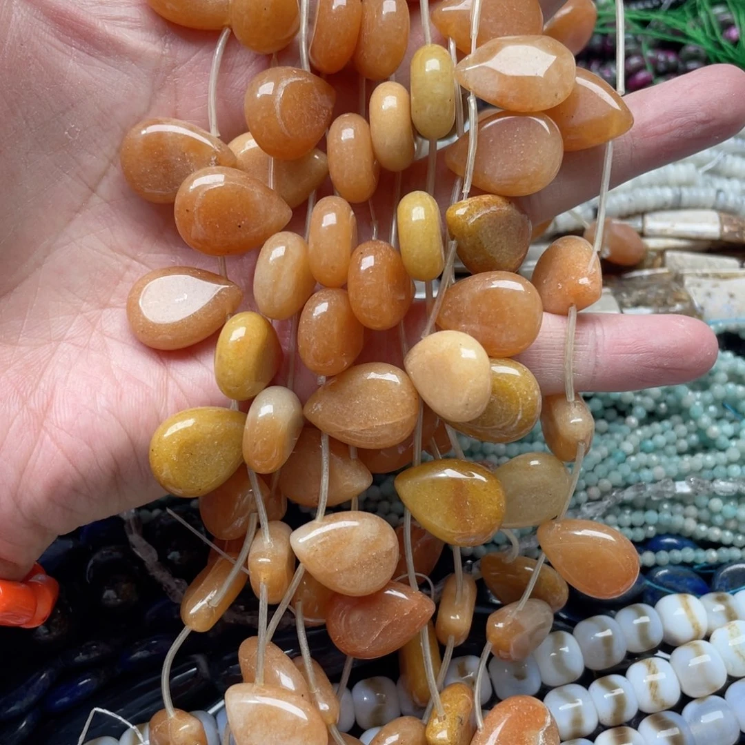 玛瑙/玉髓合金珠宝半成品一条15x20mm红东林水滴