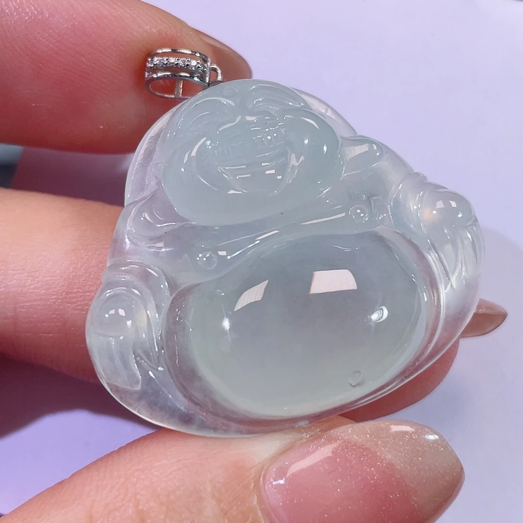 翡翠18K金镶嵌颈饰佛公