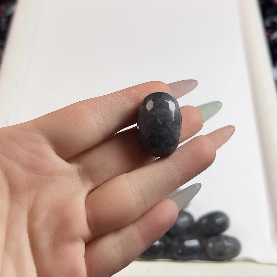 未镶嵌玛瑙/玉髓珠宝半成品A475 天然魔鬼水晶枣珠一颗