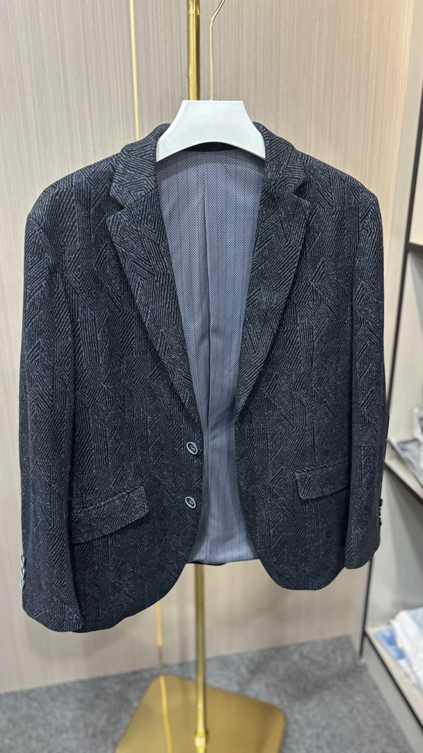 春秋修身宽松型立领西服上装小西装休闲黑色上衣男款男装