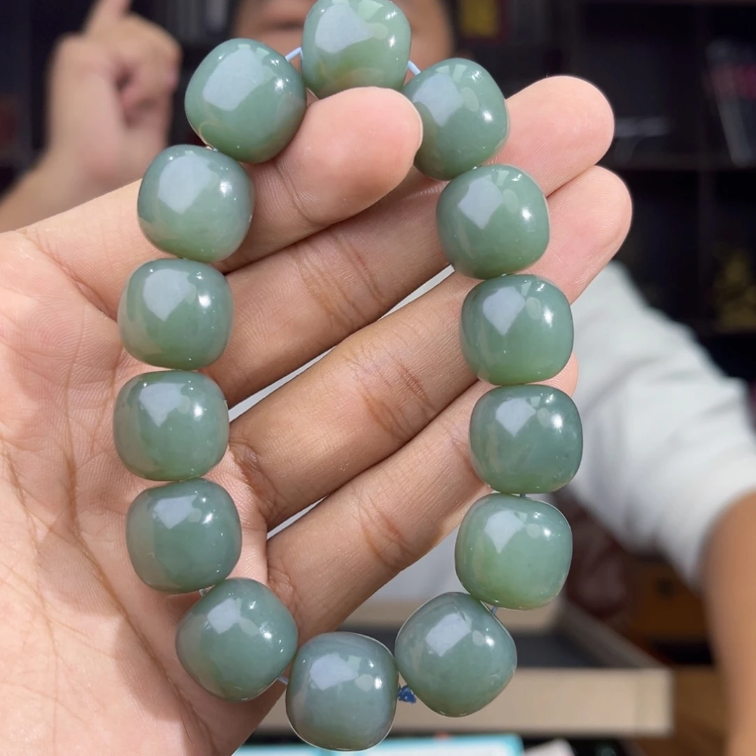 和田玉未镶嵌手串天然新疆和田玉16年且末正蓝卡16老型