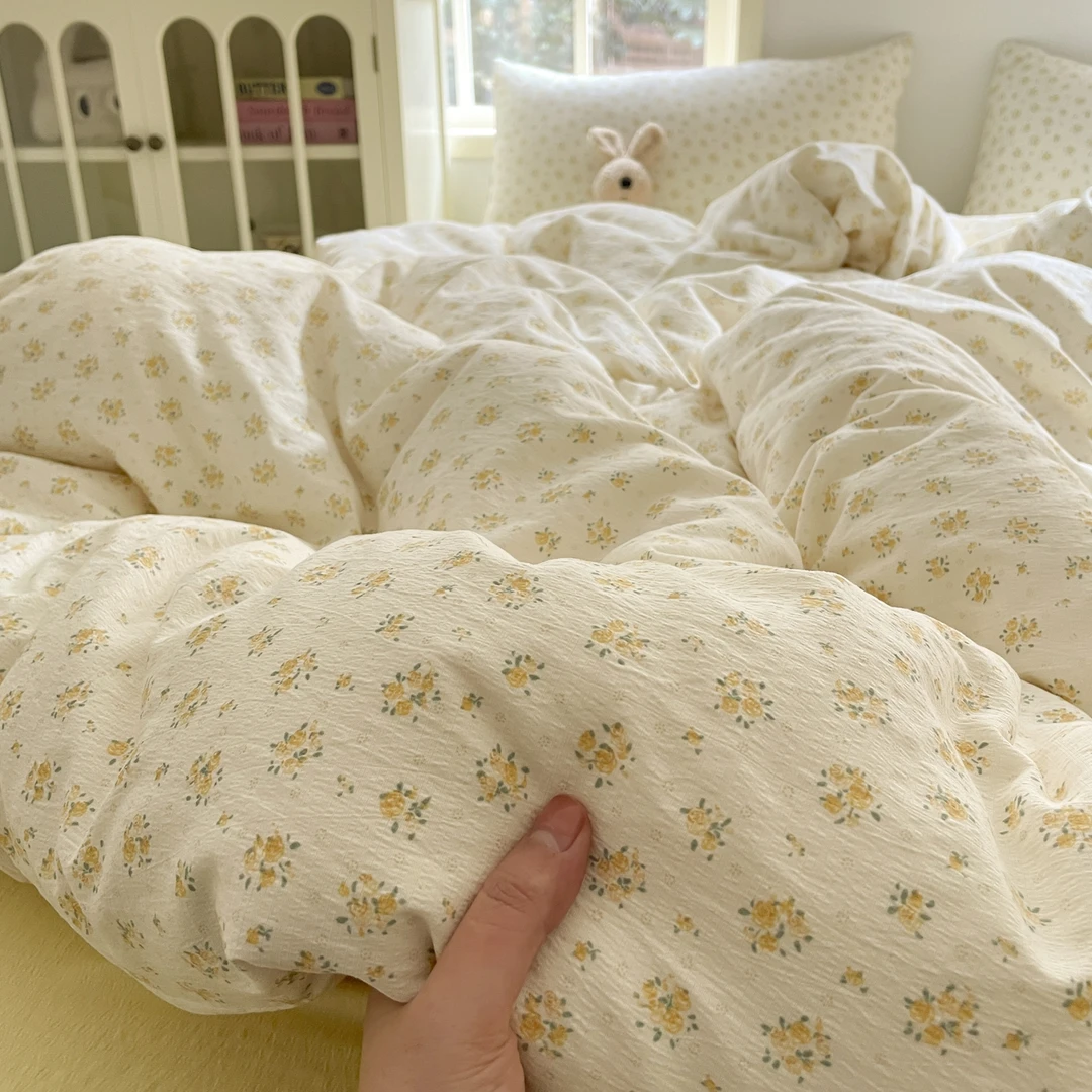 2025新款双层纱四件套床单被套透气学生宿舍单人三件套床上用品