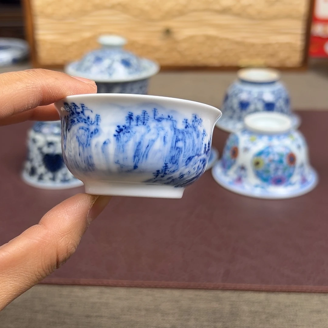 摆件景德镇山水客杯