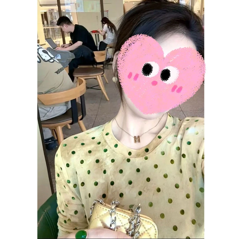 2540# 圆领波点网纱长袖T恤女夏季新款薄款透气防晒罩衫显瘦上衣