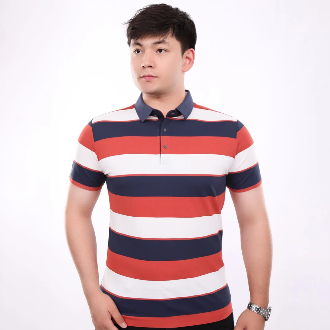 t9828简约条纹polo衫Polo衫polo半袖商务夏季男条纹翻领时尚